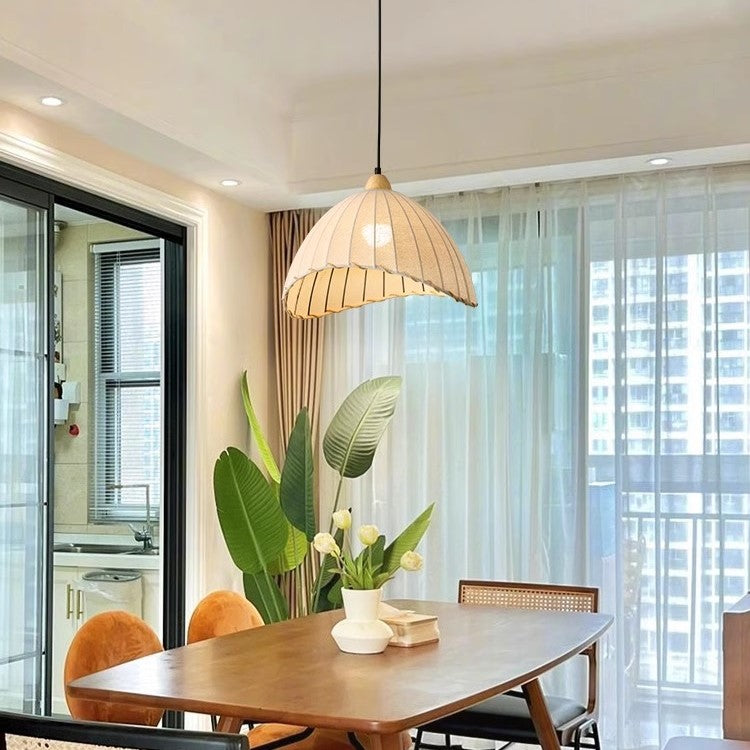 PLH Japanese Retro Rattan Wabi-Sabi Style Pendant Light with E27 Tri Tone Bulb