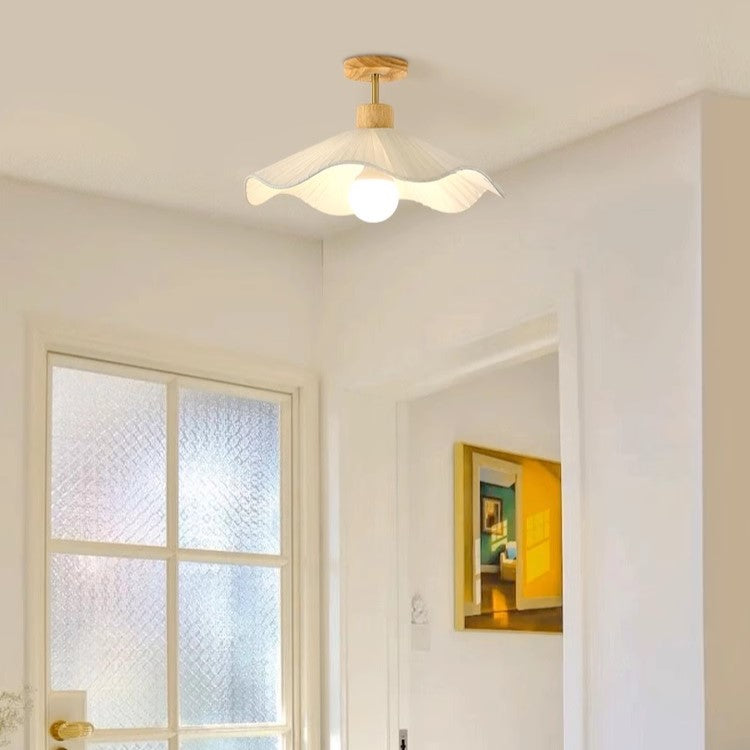 PLH NORDIC Creamy Petal Cloth Corridor Ceiling Light with E27 Tri Tone Light Bulb