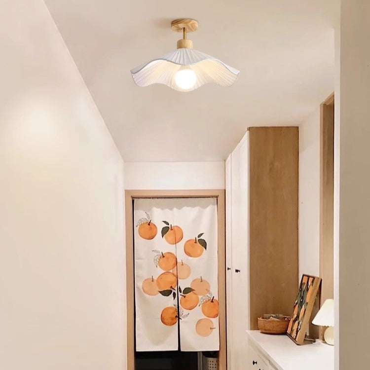 PLH NORDIC Creamy Petal Cloth Corridor Ceiling Light with E27 Tri Tone Light Bulb