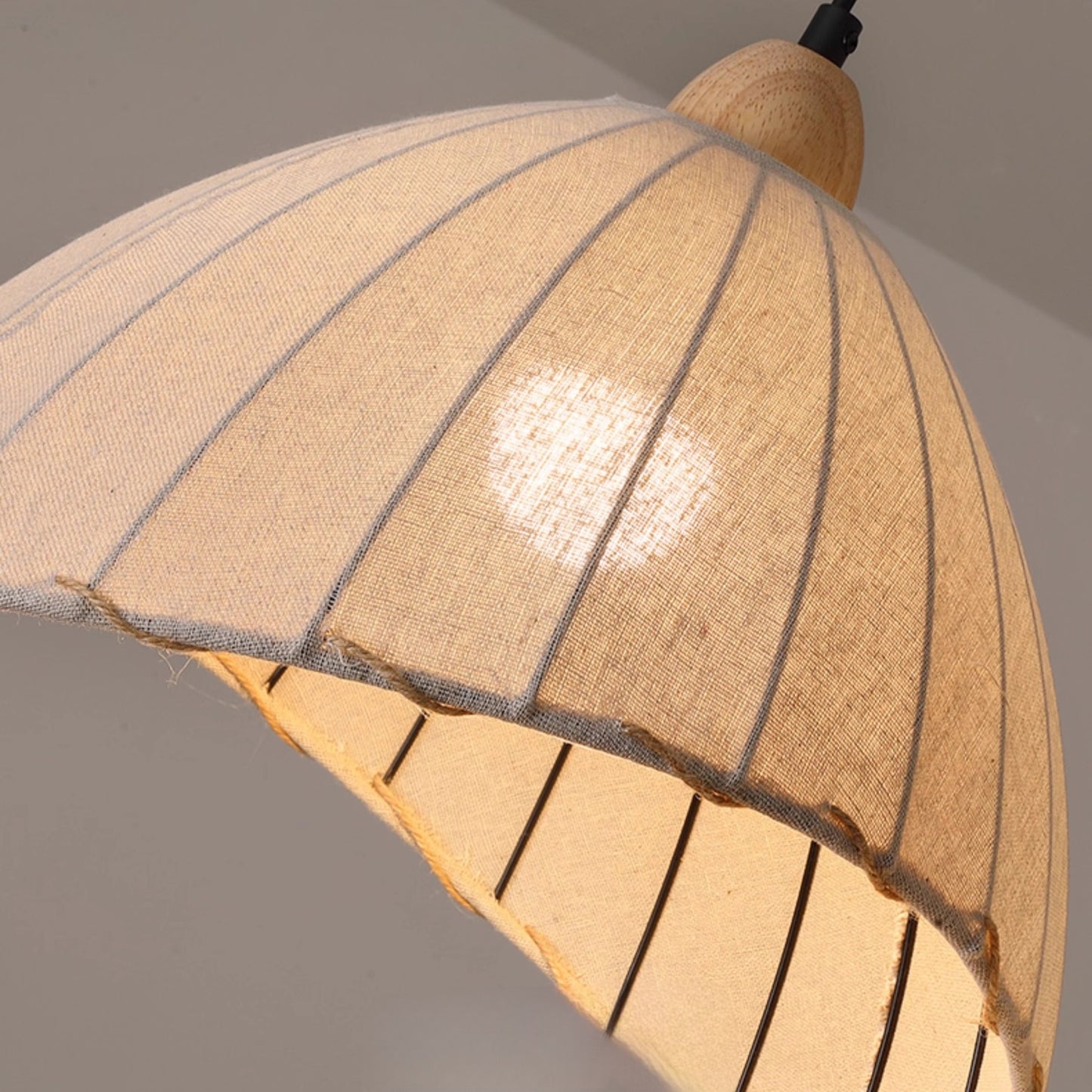 PLH Japanese Retro Rattan Wabi-Sabi Style Pendant Light with E27 Tri Tone Bulb