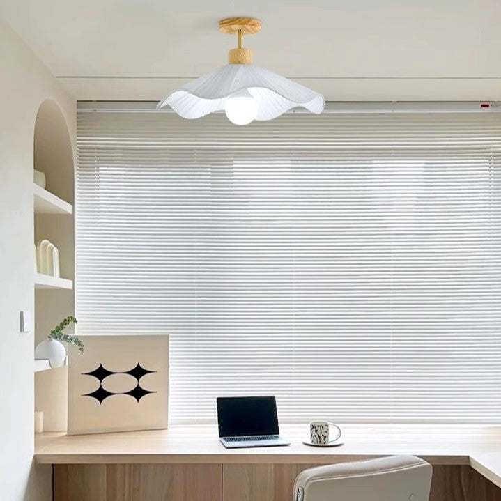 PLH NORDIC Creamy Petal Cloth Corridor Ceiling Light with E27 Tri Tone Light Bulb