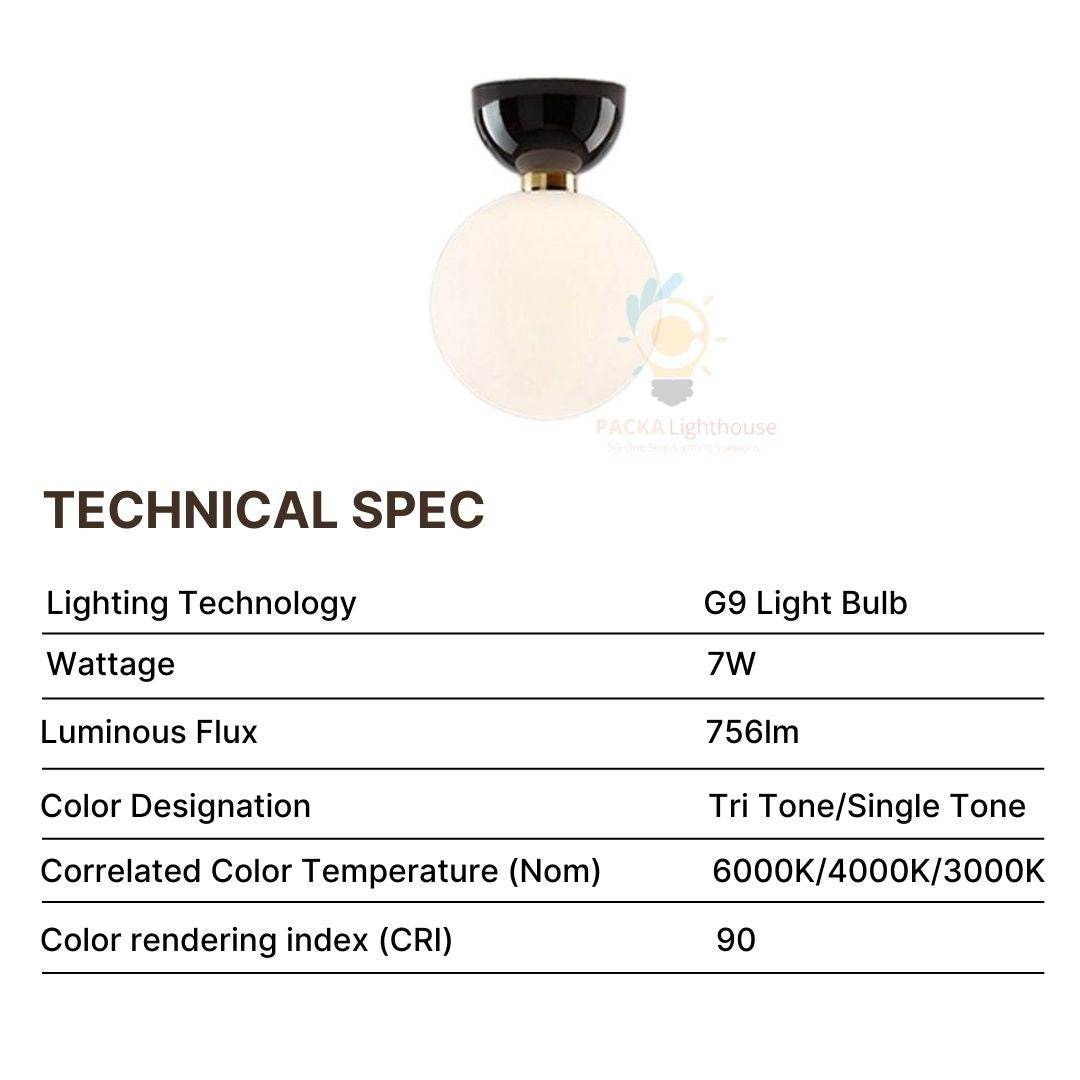 PLH MDRN Surface Mount Glass Corridor Light with G9 Bulb