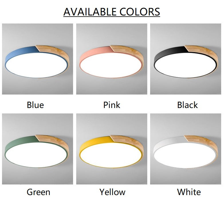 PLH Wooden and Acrylic LED Ceiling Light Tri Tones with Remote Control