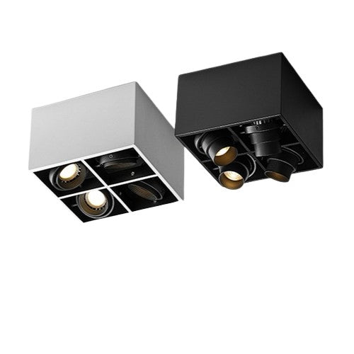PLH Square 4 Head Trunk Surface Mount Ceiling Spotlight with Aperture and Angle Adjustment
