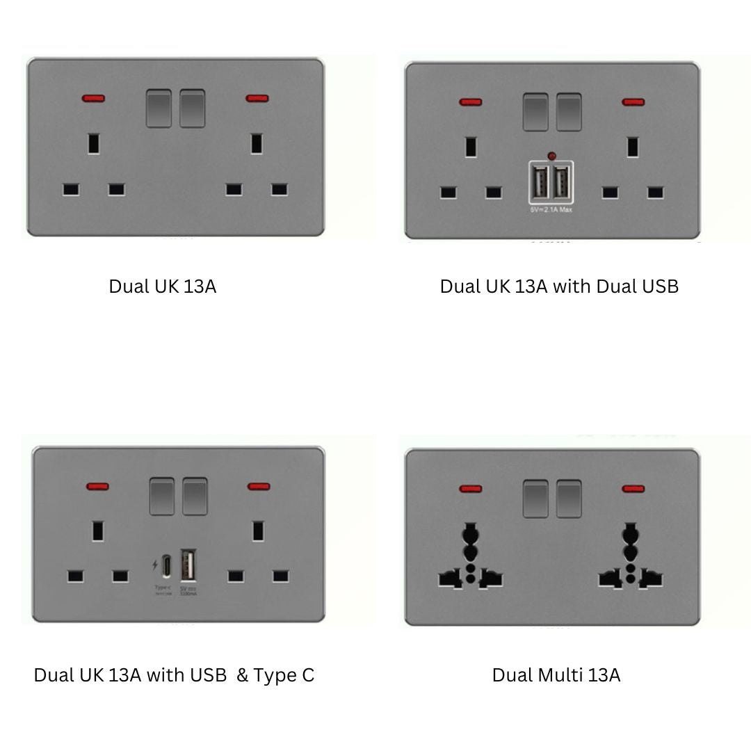 PLH Universal Multi-Purpose Power Socket Grey