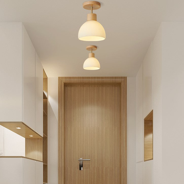 PLH Wooden Surface Mount Ceiling Light with E27 Light Bulb Tri Tone