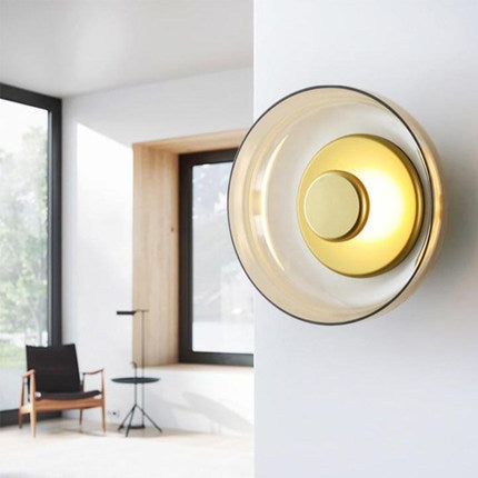 PLH LUX Crystal Glass Round Disc Wall Light