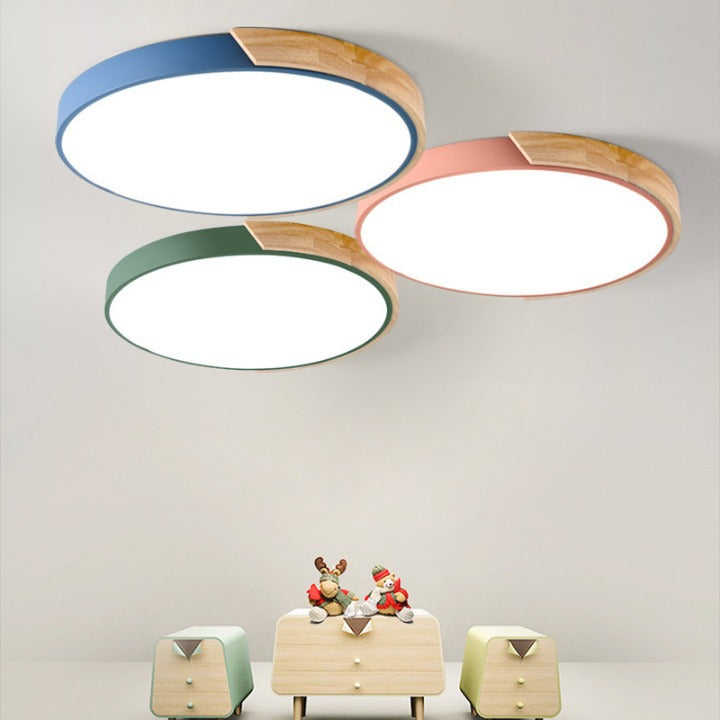 PLH Wooden and Acrylic LED Ceiling Light Tri Tones with Remote Control