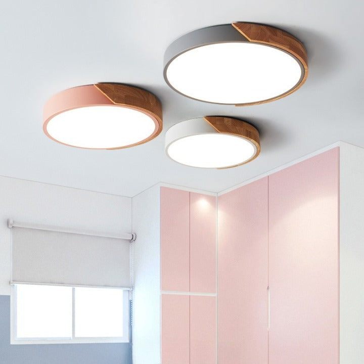 PLH Wooden and Acrylic LED Ceiling Light Tri Tones with Remote Control