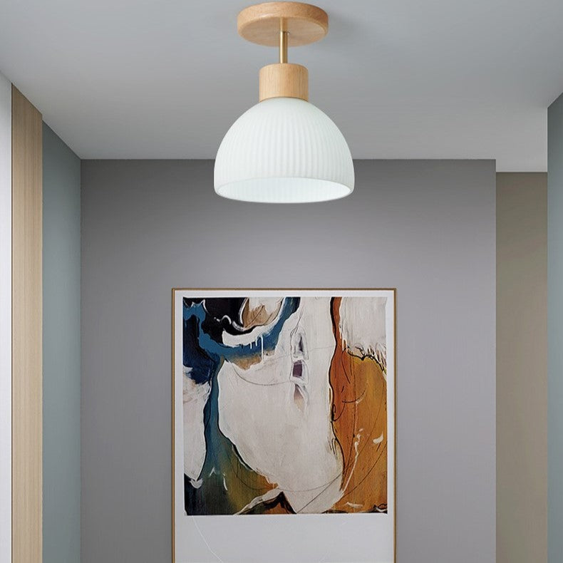 PLH Wooden Surface Mount Ceiling Light with E27 Light Bulb Tri Tone