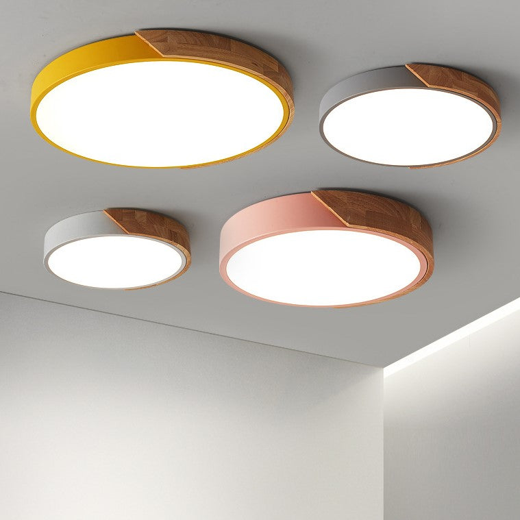 PLH Wooden and Acrylic LED Ceiling Light Tri Tones with Remote Control