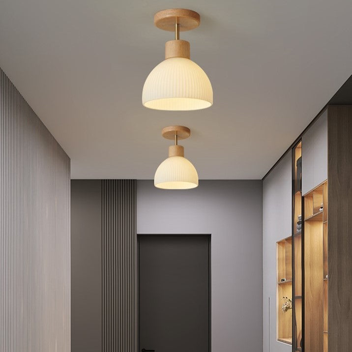 PLH Wooden Surface Mount Ceiling Light with E27 Light Bulb Tri Tone