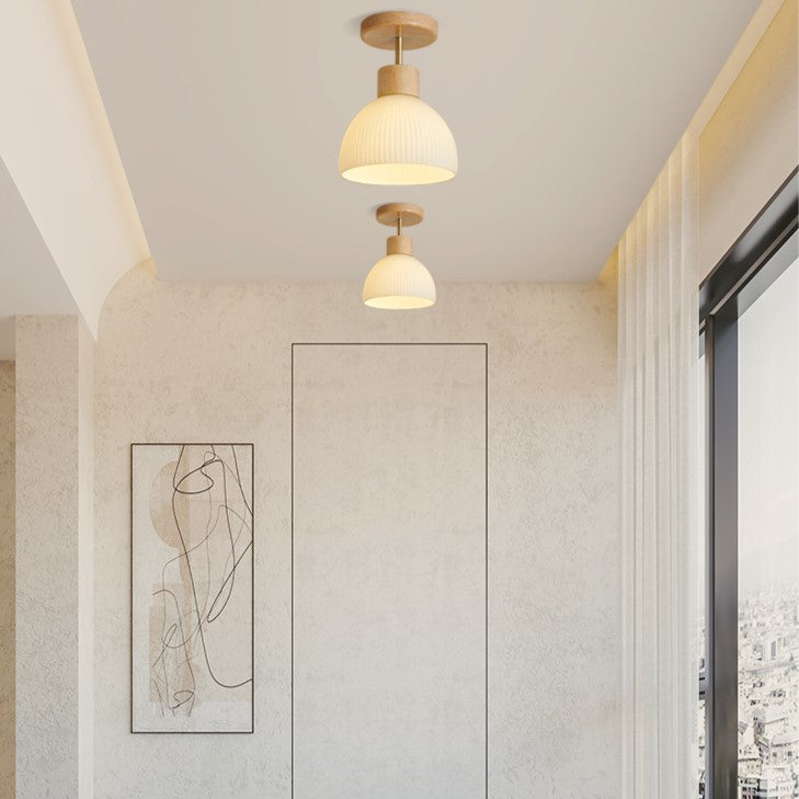 PLH Wooden Surface Mount Ceiling Light with E27 Light Bulb Tri Tone