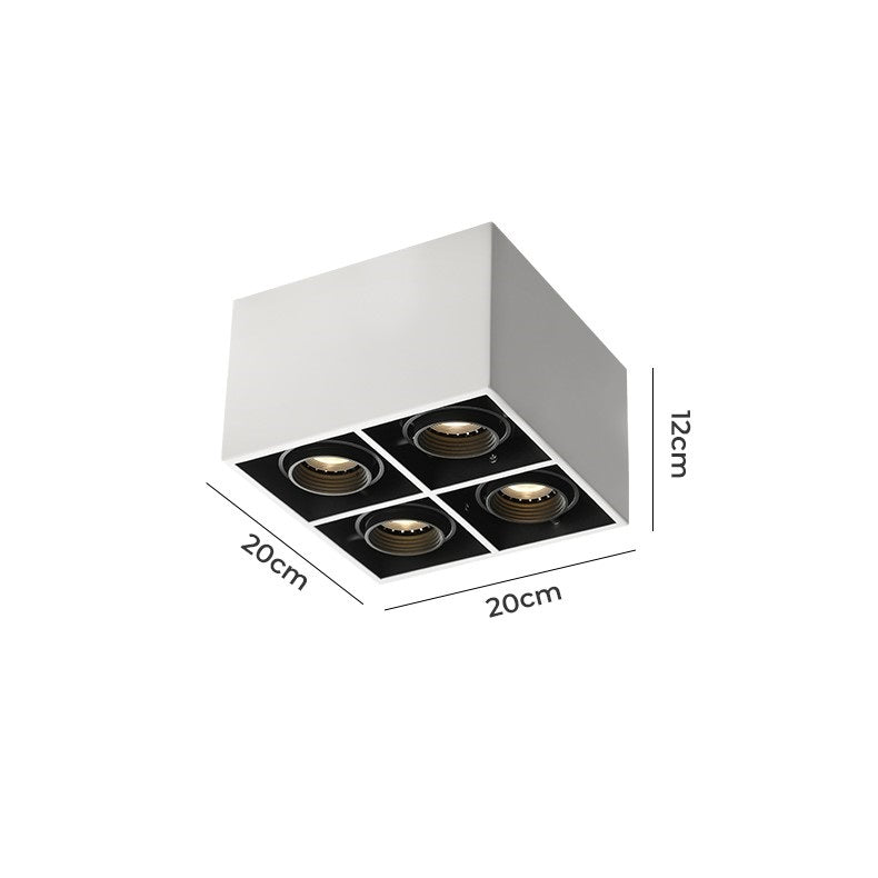 PLH Square 4 Head Trunk Surface Mount Ceiling Spotlight with Aperture and Angle Adjustment
