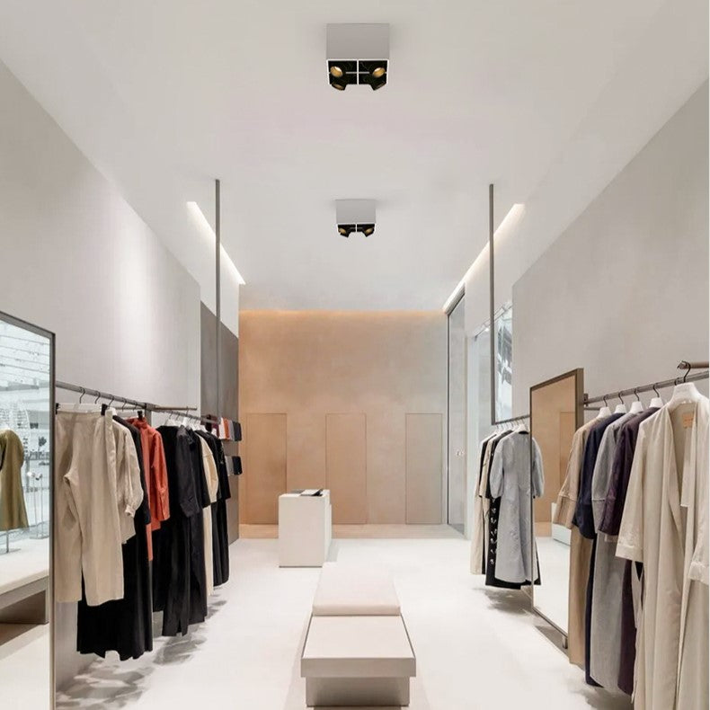 PLH Square 4 Head Trunk Surface Mount Ceiling Spotlight with Aperture and Angle Adjustment