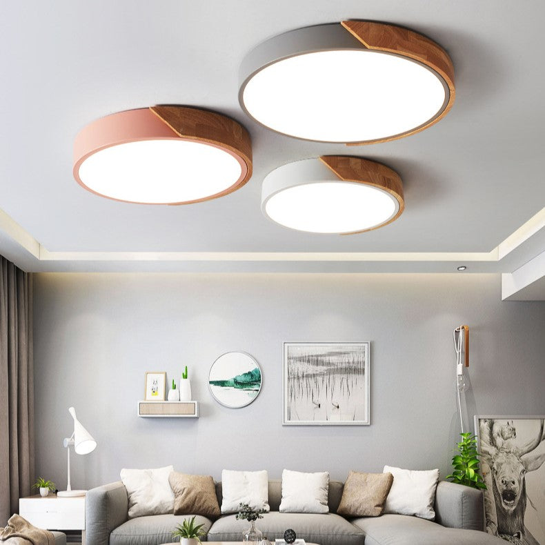 PLH Wooden and Acrylic LED Ceiling Light Tri Tones with Remote Control