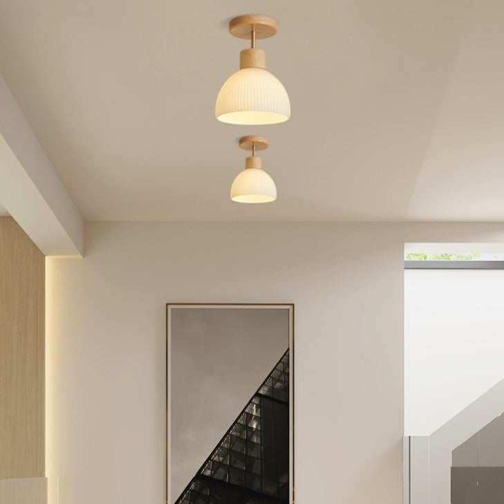 PLH Wooden Surface Mount Ceiling Light with E27 Light Bulb Tri Tone