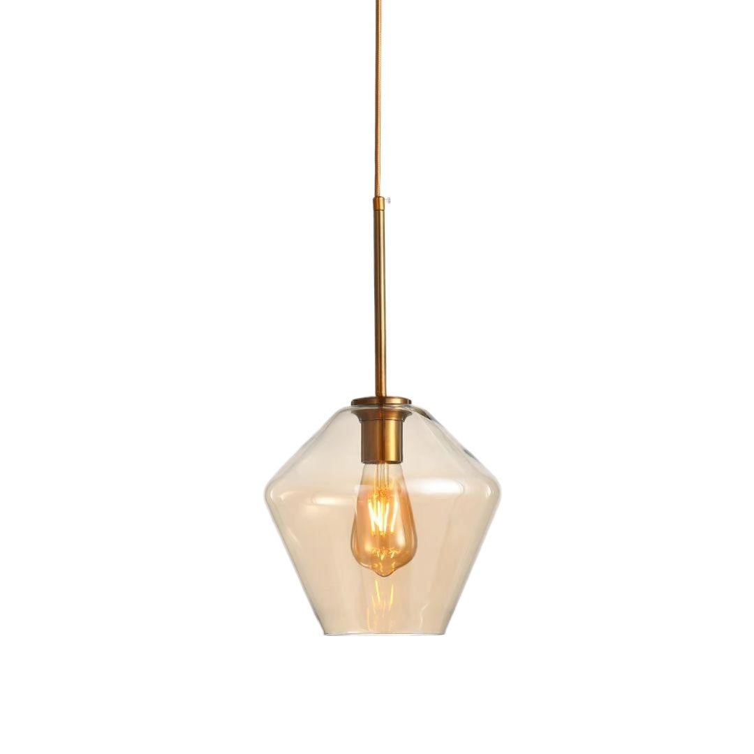 PLH MOFAS Diamond Shape Amber Sapphire Glass Pendant Light