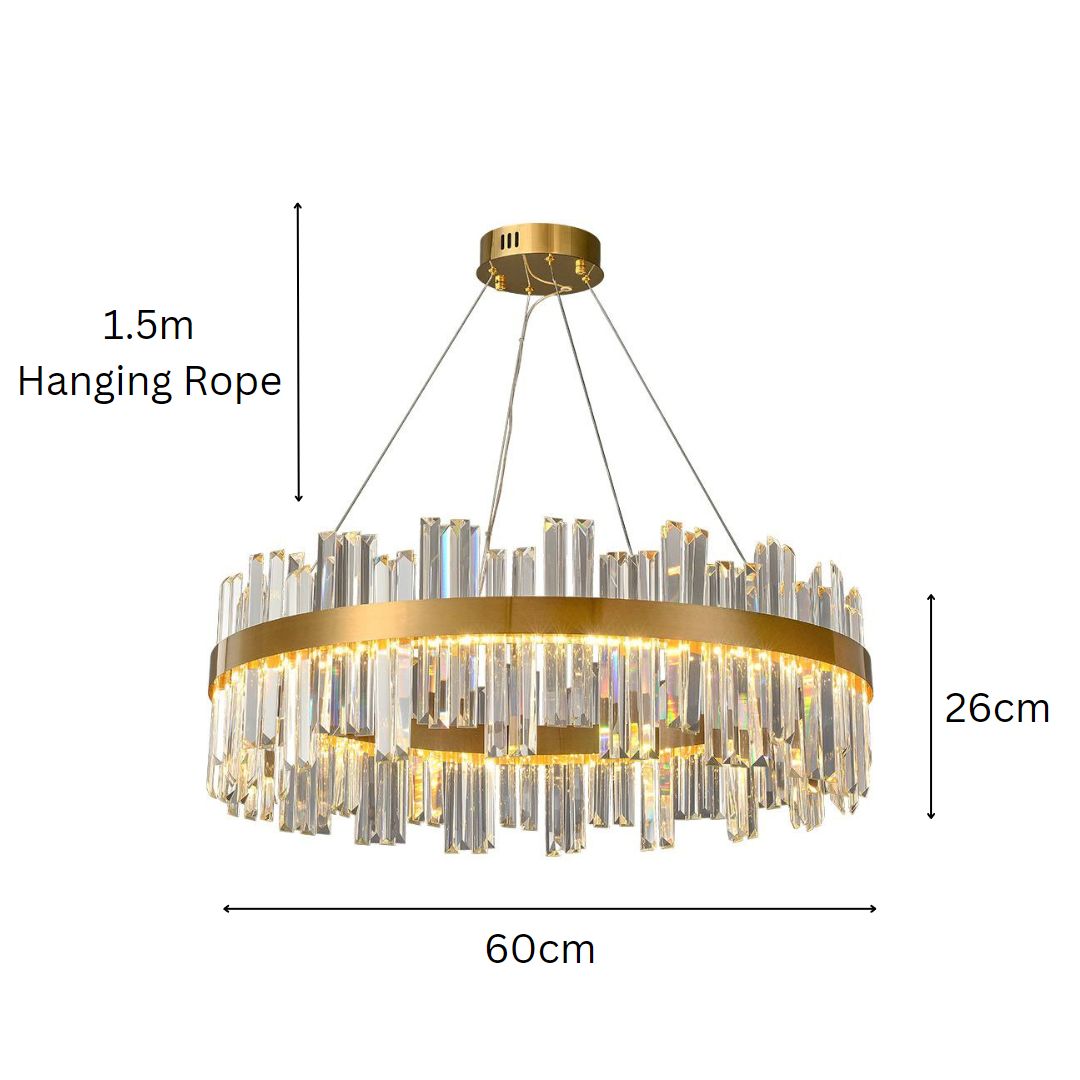 PLH LUX K9 Crystal Glass Living/Dining Chandelier Light with Brightness and Light Tone Control Remote Version