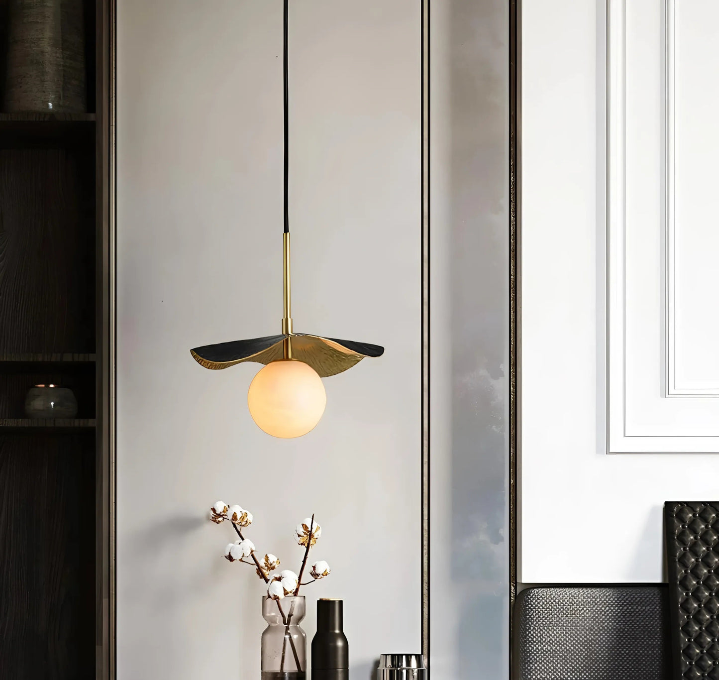 PLH Montera Alabaster and Brass Pendant Light with G9 Replaceable Light Bulb