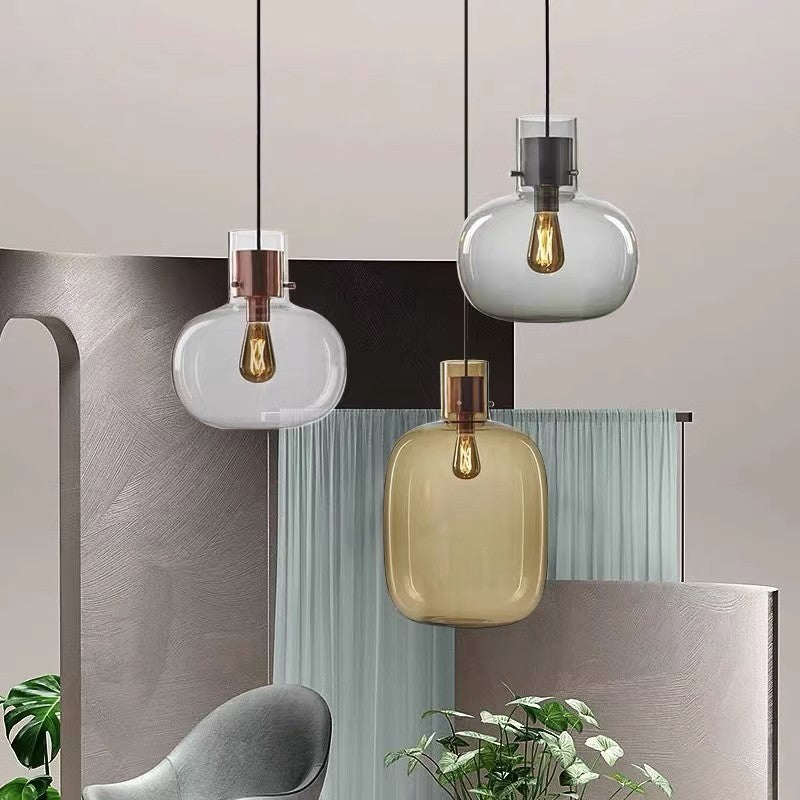 PLH BLLN Nordic Crystal Glass Pendant Light with E27 Light Bulb