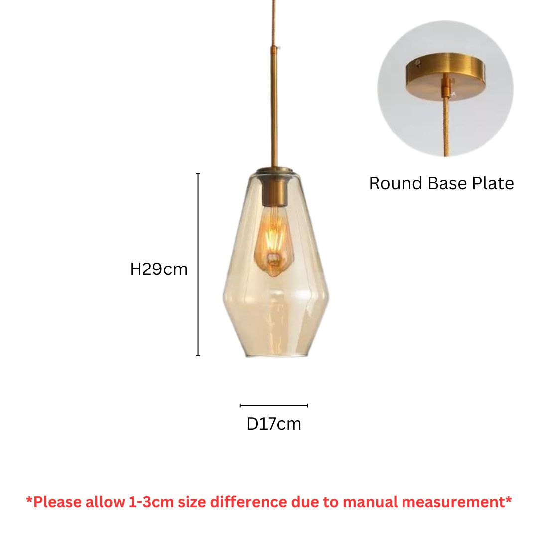 PLH MOFAS Diamond Shape Amber Sapphire Glass Pendant Light