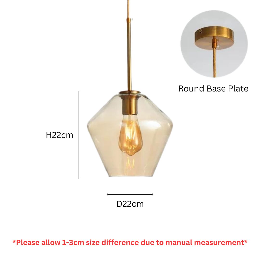 PLH MOFAS Diamond Shape Amber Sapphire Glass Pendant Light