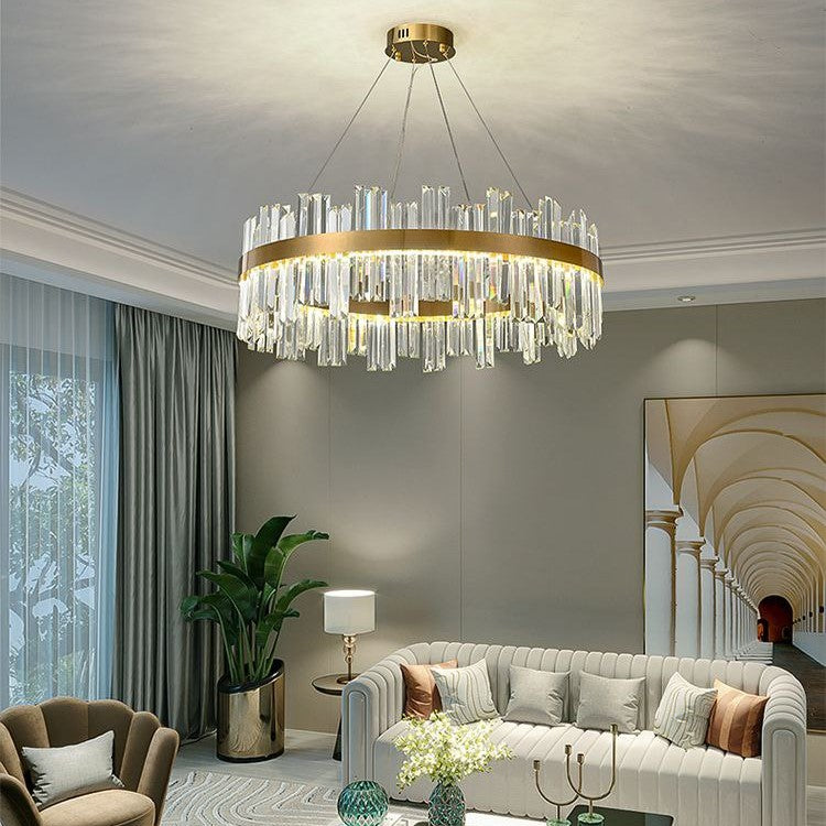 PLH LUX K9 Crystal Glass Living/Dining Chandelier Light with Brightness and Light Tone Control Remote Version