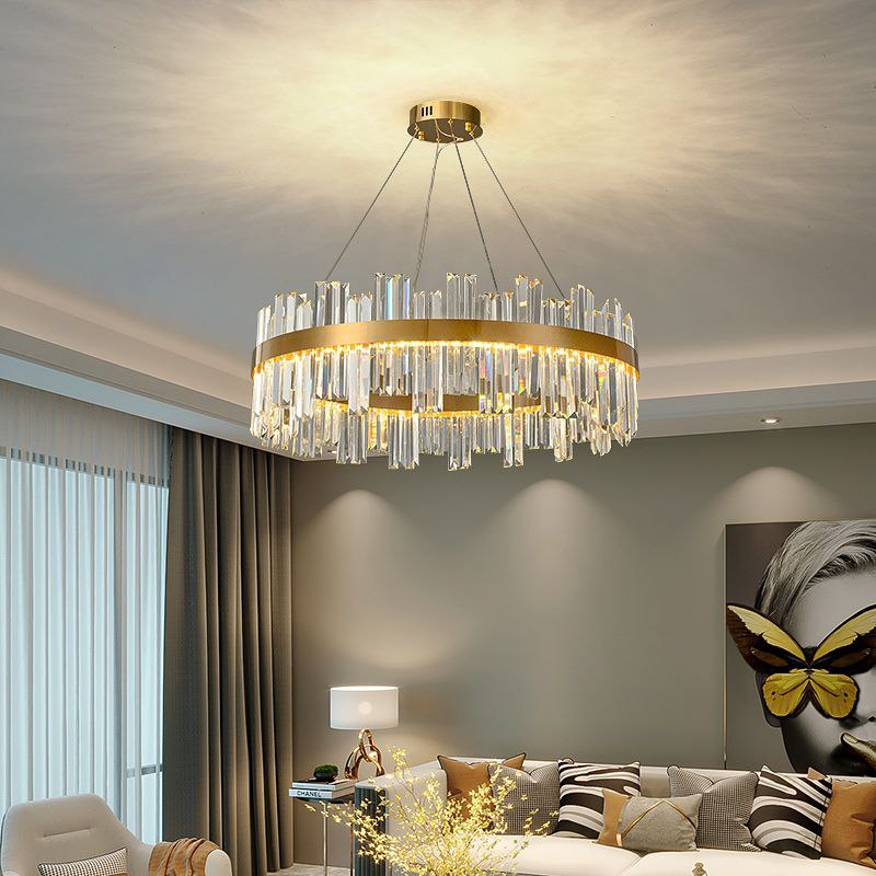 PLH LUX K9 Crystal Glass Living/Dining Chandelier Light with Brightness and Light Tone Control Remote Version