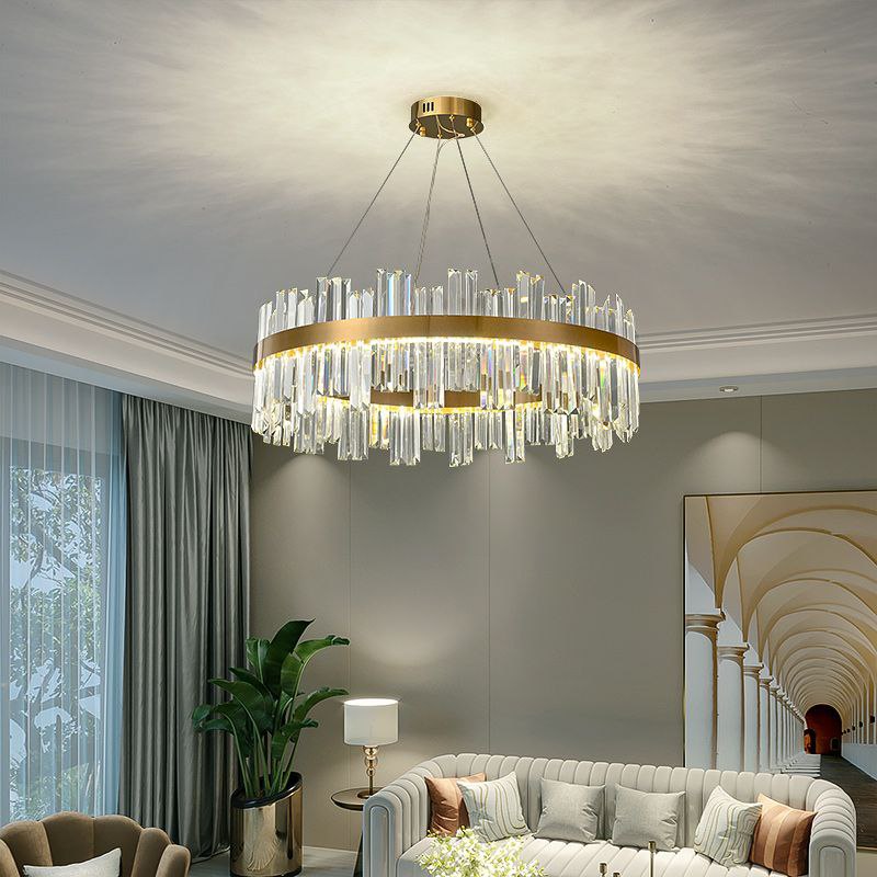 PLH LUX K9 Crystal Glass Living/Dining Chandelier Light with Brightness and Light Tone Control Remote Version