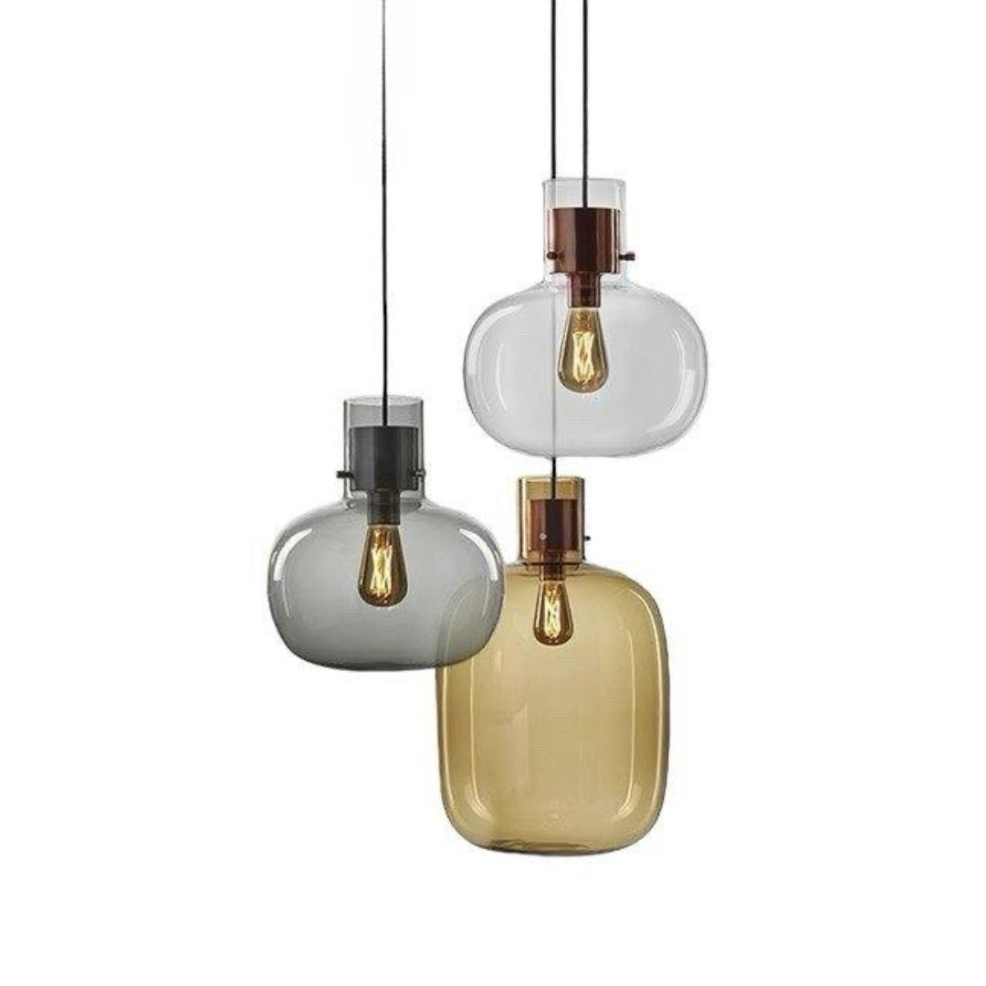 PLH BLLN Nordic Crystal Glass Pendant Light with E27 Light Bulb