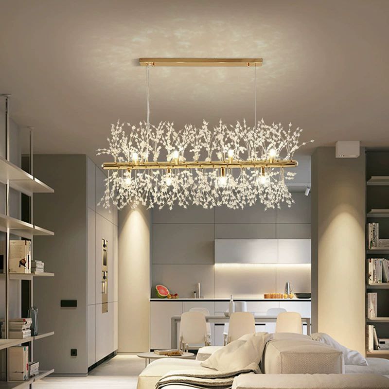 PLH NOSOYL Dandelion Crystal Chandelier Pendant Light with G9 Replaceable Bulb