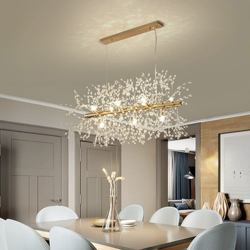 PLH NOSOYL Dandelion Crystal Chandelier Pendant Light with G9 Replaceable Bulb