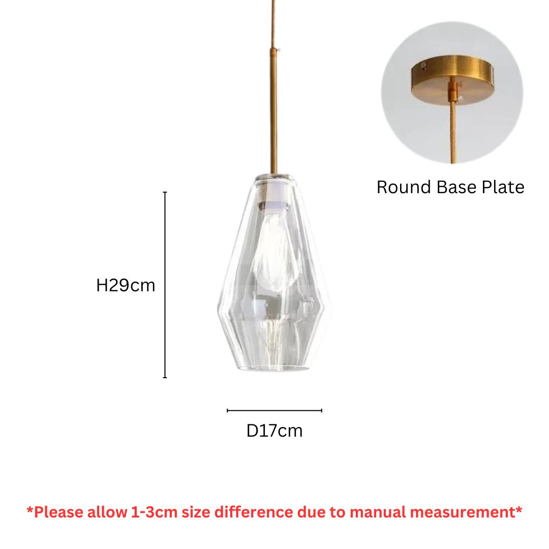 PLH MOFAS Diamond Shape Amber Sapphire Glass Pendant Light