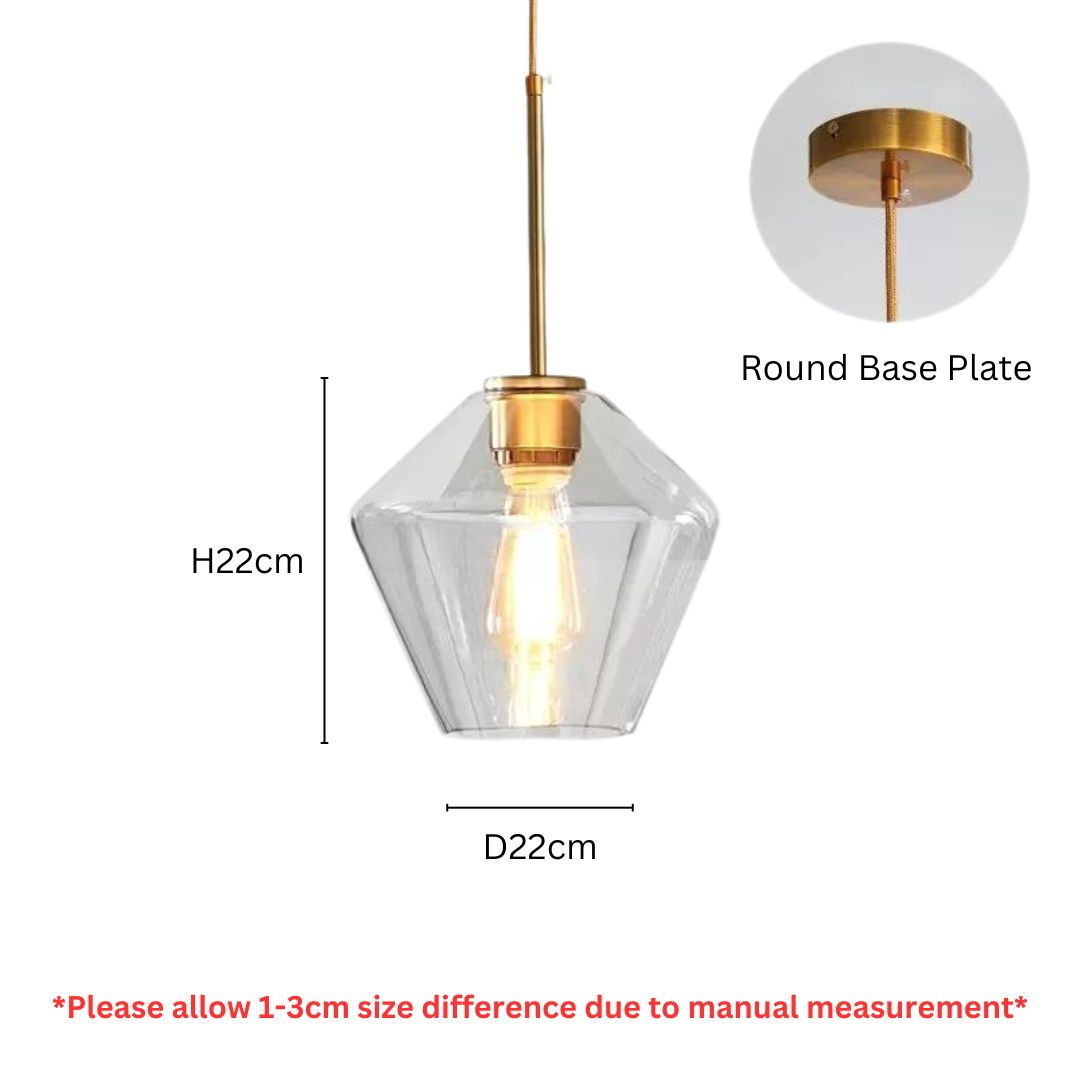 PLH MOFAS Diamond Shape Amber Sapphire Glass Pendant Light