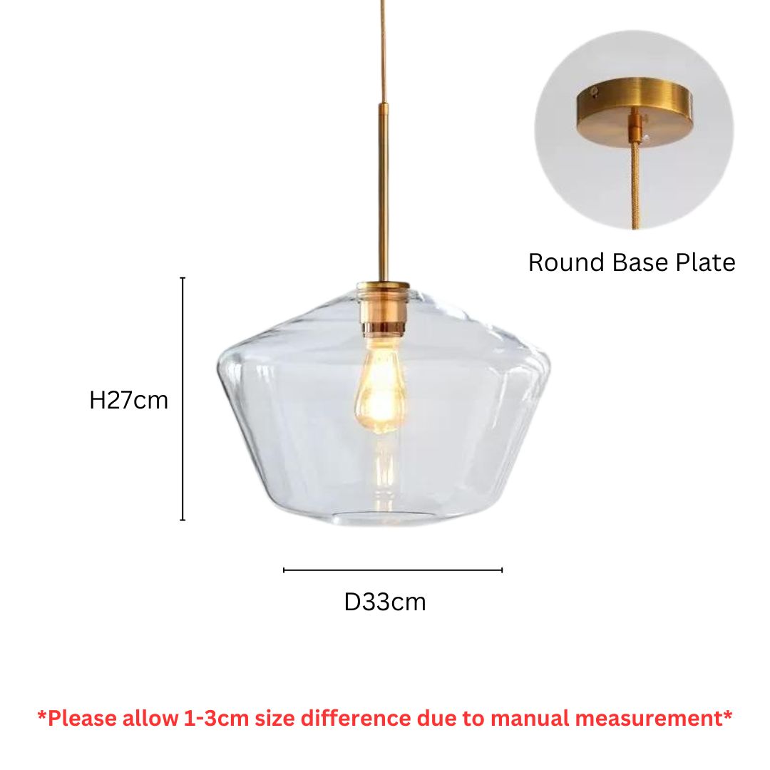 PLH MOFAS Diamond Shape Amber Sapphire Glass Pendant Light