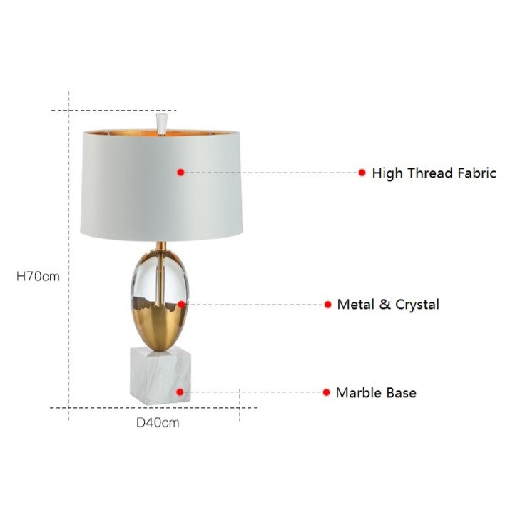 PLH ITALN Crystal Marble Table Lamp