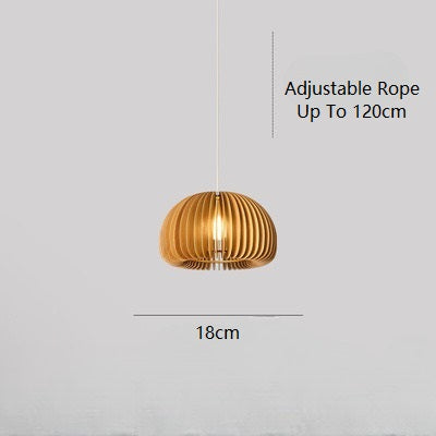 PLH Pumpkin Wooden Bali Style Pendant Light