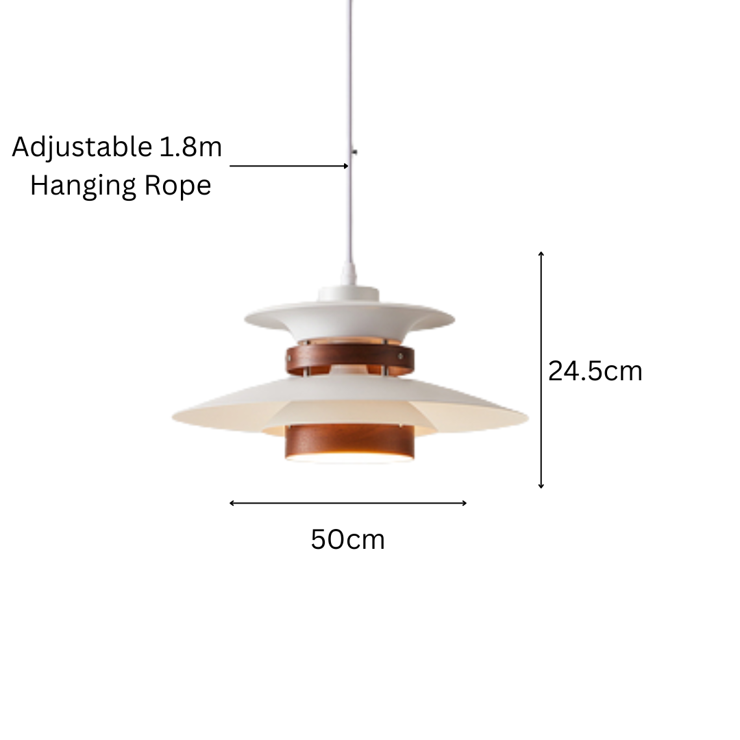 PLH Japanese Theme Scandinavian Walnut Wood Pendant Light