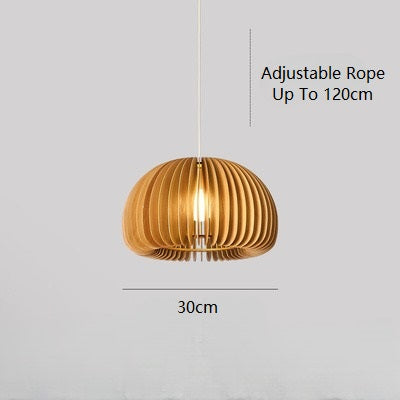 PLH Pumpkin Wooden Bali Style Pendant Light