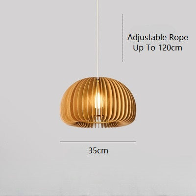 PLH Pumpkin Wooden Bali Style Pendant Light