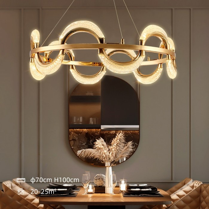 PLH LUX Crystal Infinity Chandelier Light with Remote Control