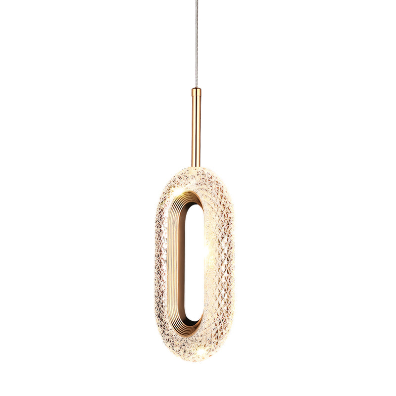 PLH Crystal Long Oval Pendant Hanging Light