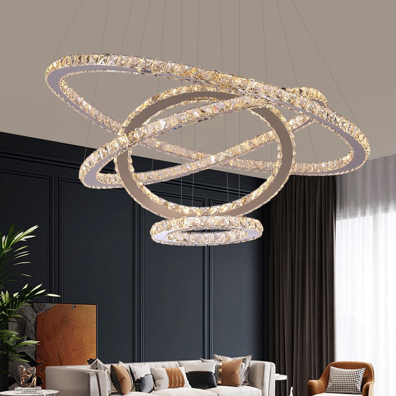 PLH Crystal Glass HALO Ring Pendant Light