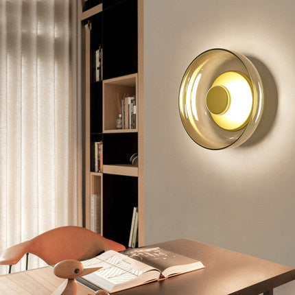 PLH LUX Crystal Glass Round Disc Wall Light