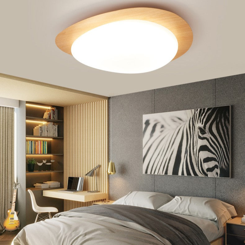 PLH PVC Steel Walnut Wooden Design LED Ceiling Light