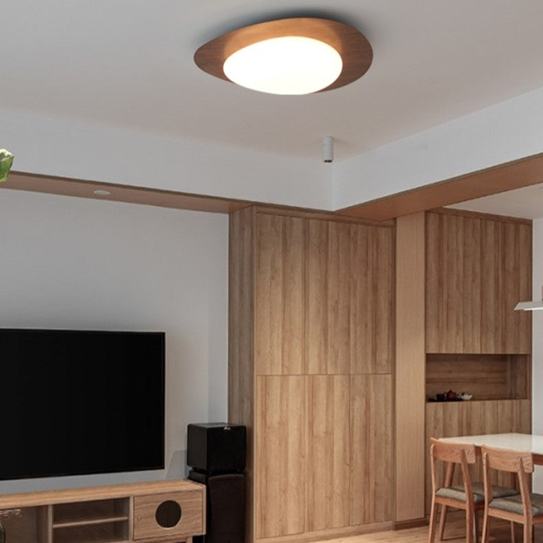 PLH PVC Steel Walnut Wooden Design LED Ceiling Light