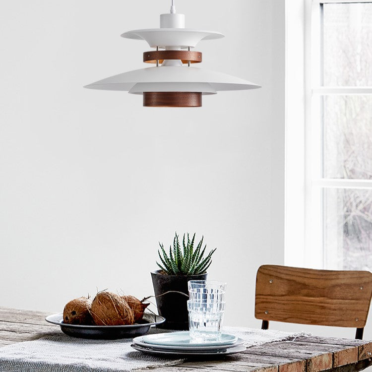 PLH Japanese Theme Scandinavian Walnut Wood Pendant Light