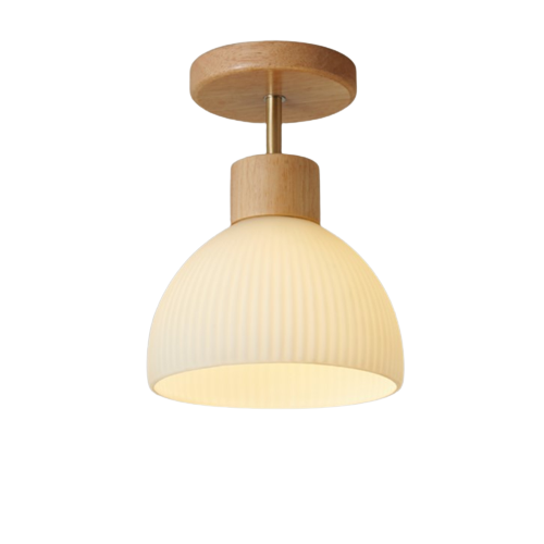 PLH Wooden Surface Mount Ceiling Light with E27 Light Bulb Tri Tone