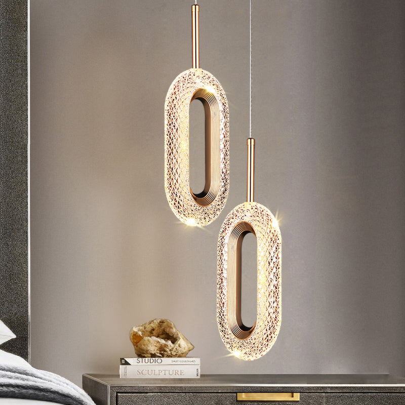 PLH Crystal Long Oval Pendant Hanging Light